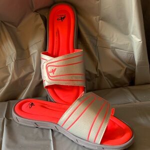 Athletech Coral and Gray Adjustable Slide Sandals
